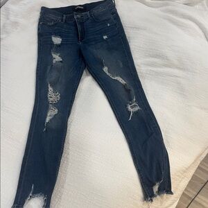 Express stretchy distressed ankle skinny jeans 4R